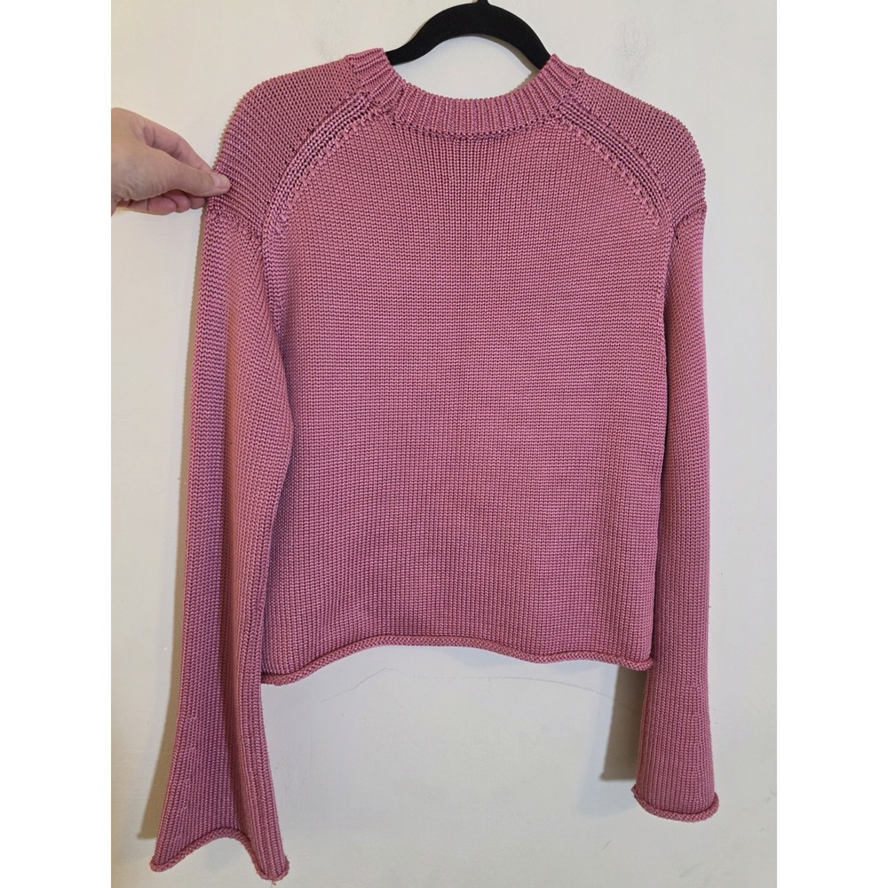 Little Moon Size Medium Pink Viscose Blend Pullover Long Flared Sleeve Sweater‎ - Picture 3 of 8